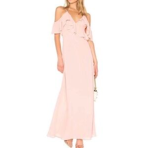 LPA Elegant Pink Ruffle Neckline Maxi NWT